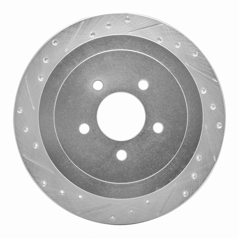 Lincoln Town Car Brake Rotor (1) - Rear Left - R1 Concepts - Drilled & Slotted - Silver - `03-`11
